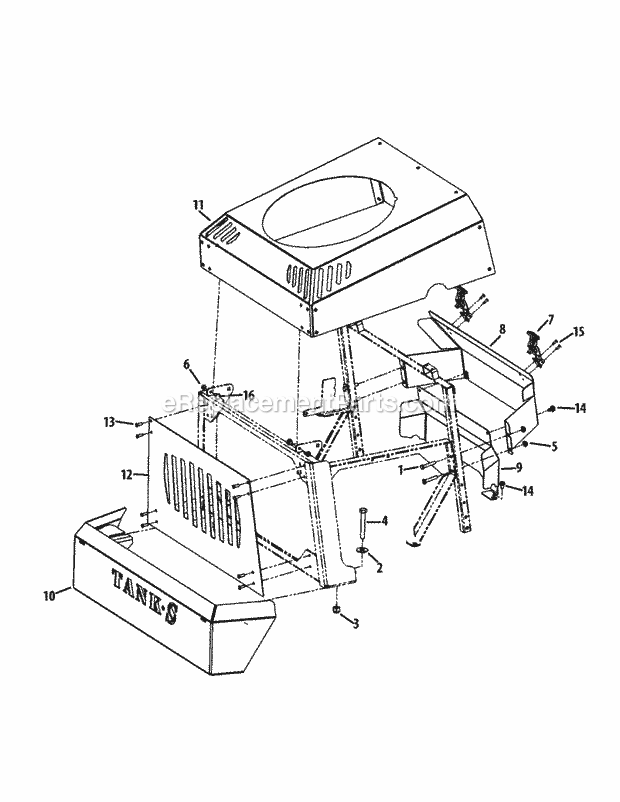 Hood & Bumper Diagram and Parts List for S6032-D 53BY8DU6750 Cub Cadet Sprayer